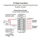 Blue Sea Systems 5035 ST Blade Fuse Block - Six Independent Circuits with Cover, 100 Amps