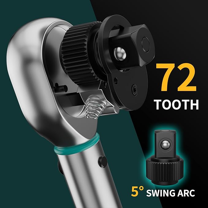 Torque Wrench 1/2 Drive, Inch Pounds Torque Wrench,Bike Tool Small Mini Click Torque Wrenches 72 Tooth 50-250 Ft.lb/68-339 Nm, Bicycle Car Tire Adjustable In lbs Torch Wrench With Storage Case