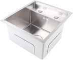 15-inch Hidden RV Bar Kitchen Sink with Folding Faucet, Cover, Drain Pipe and Strainer Full Set, Small Stainless Steel Sink for Workstation, RV, Prep Kitchen and Bar(Silver)
