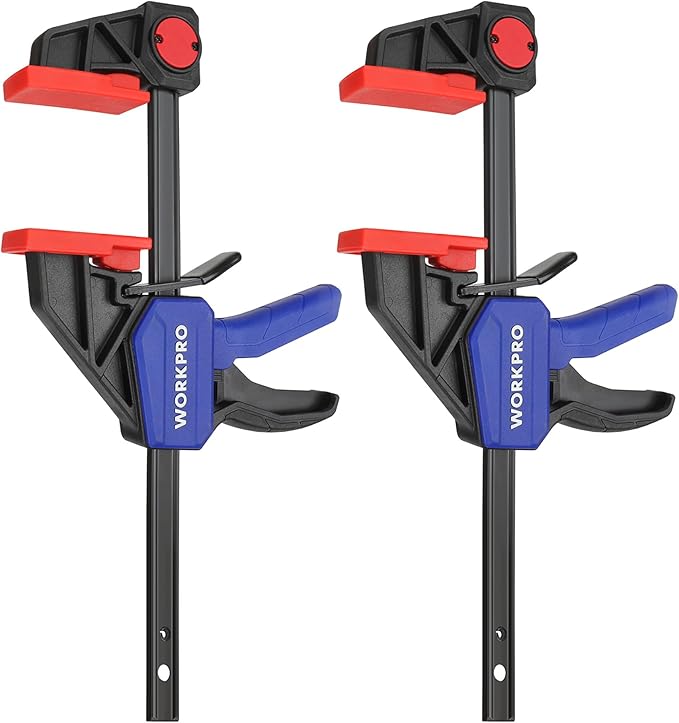 WORKPRO 6" Clamps for Woodworking 2-Pack, Quick-Release Wood Clamps/Spreader Light Duty, One Hand 150 LBS Load Limit, Ideal for Woodworking and DIY Projects