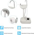 Outvita Portable Camping Sink w/ 19L Water Tank Rolling Wheels Towel Holder Soap Dispenser Faucet, Outdoor Foot Pump Washing Station for RV Boat Travel Picnic Worksit