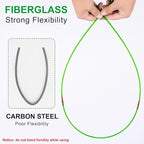 21FT Fiberglass Running Electrical Wire Cable Pulling Fish Tape Kit, Bright Green Glow Rods Set with 7 Different Attachments in a Carrying Case