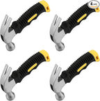 MOUYAT 4 Pack 8 Oz Small Hammer, Compact Stubby Claw Hammer with Comfortable Grip, Mini Hammer for Women, Camping, Household