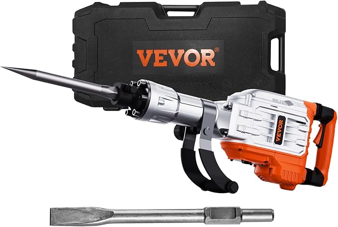 VEVOR Electric Concrete Saw, 14 in Circular Saw Cutter with 5 in Cutting Depth, Wet/Dry Disk & Demolition Jack Hammer, 3500W Jack Hammer Concrete Breaker 1900 BPM Heavy Duty Electric Jack
