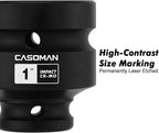 CASOMAN 1/2-Inch Drive x 1-Inch Shallow Impact Socket, SAE, 4-Point Square Socket, 1/2" Drive Axle Nut Socket for Easy Removal of Axle Shaft Nuts, CR-MO