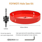 Hole Saw Heavy Duty bit Hex Shank,Hole Saw HSS with Arbor Bi-Metal & Heavy Duty Hole Saw Cutter for Wood Corn Hole Boards Plastic Drywall (φ145)