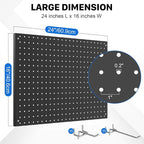 Peg Board, 3 Pack Metal Pegboard Panels Black Pegboards Wall Organizer with Frame Large Heavy Duty Peg Board with Hooks for Walls Home, Garage Tool Storage, Office, Craft Room, Kitchen 24”×16”