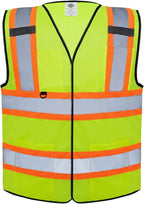 Dazonity High Visibility Safety Vest with Multi Pockets, Reflective Strips, Fit for Men & Women, Work, Construction,Cycling, Runnning, Surveyor, Volunteer (Yellow-3XL)