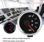 Aramox Boat Trim Gauge, 52mm/2in UP-DN Boat Trim Gauge 0-190ohm Trim Tilt Indicator Red Backlight (Black Dial Silver Frame)
