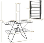 Bigzzia Clothes Drying Rack Foldable, 68.9Inch High Hanger Laundry Drying Rack with 4 Height-Adjustable Wings, Lightweight and Space Saving Clothes Airer for Apartments, Dorms, Camping