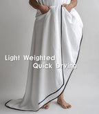 Magnetic Bath Towel, Outdoor Quick-Dry Sand-Resistant Beach Towel, 75"X35" Towel with Magnetic Closure, Super Absorbent Microfiber Towel for Travel,Swimming,Pool,Beach,Pool,Travel,Gym & Camping White