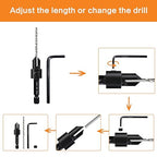 3 Pack Countersink Drill Bit Set #10#12#16, 3in1 Woodworking Counterbore Hole Saw Drill Bits, Depth Adjustable M2 Pilot Drill Bits, 82-Degree Chamfer, 1/4" Hex Shank, with 1 Allen Wrench