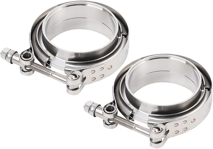 LokoCar 2.25 Inch V Band Clamp with Flange Male Female Stainless Steel 2Pcs
