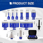 SHDIATOOL Diamond Drill Core Bits Kit Hole Saw Sets Diamond Drilling Mould Guide for Porcelain Tile Marble Ceramic Granite with Hollow EVA Guide Jig 12pcs(6/6/8/20/25/35/50/75/100/20MM/2inch/SDS)