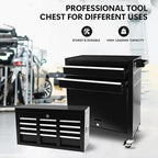 Rolling Tool Chest - 8 Drawers Tool Box Organizer with Lockable Wheels, Sliding Drawers, Detachable Top Tool Box - Tool Storage Cabinet for Garage Workshop, Black