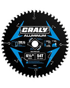 CRALY 6-1/2 Inch 54 Teeth Aluminum and Non-Ferrous Metal Cutting Circular Saw Blade, 5/8 Inch Arbor, Carbide Tipped, Thin Kerf, Black Ice Coating, for Thin Aluminum, Plastic, Composite(C0654AL)