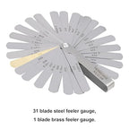 ZLKSKER 32 Blade Steel Feeler Gauge (0.0015Inch to 0.035Inch), Thickness Feeler Gage Gauge, Gap Measuring Tool with Metric & Imperial, Great for Checking Valves & Building Engines