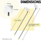 Inspection Mirror Telescoping Pole, Lightweight & Durable, 4 ft - 8 ft Pole, 8 x 10 inch Acrylic Mirror