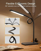 Adjustable LED Desk Lamp with Wireless Charging & Touch Control | 5 Colors & 6 Brightness Levels Eye-Caring Office Light with Memory & Timer