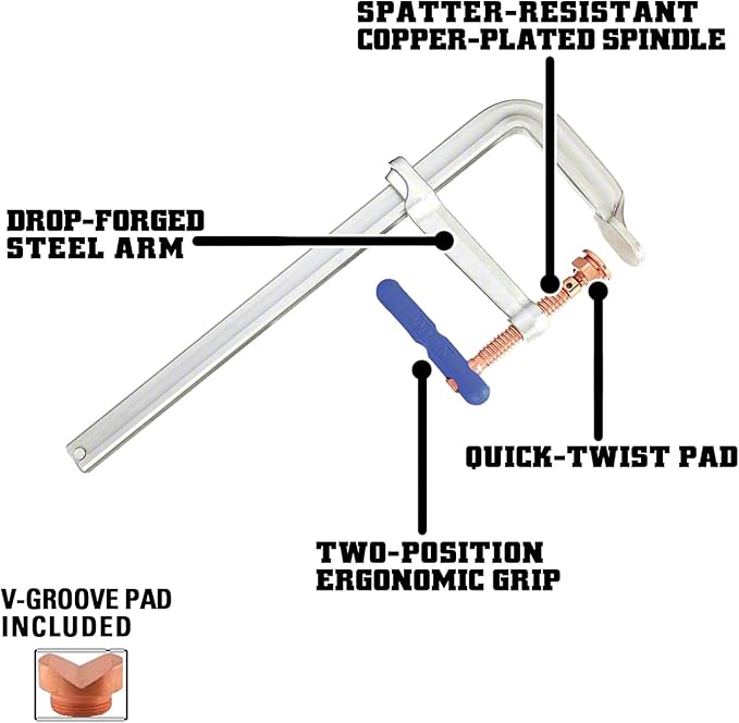 Wilton Spark-Duty Heavy F-Clamp, 18" Opening, 7" Throat, 4880 Lbs. Clamping Force (Model 4800S-18C)