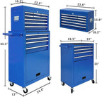 13-Drawer Tool Chest with Wheels,2 in 1 Detachable Rolling Tool Chests with Drawers,Large Tool Box with Lock,Mobile Steel Tool Cabinet Storage for Warehouse,Garage-Blue