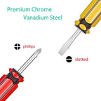 Buspoll Short Screwdriver Set: Two-Color Small Handle Stubby Screwdriver - Phillips & Flat Head