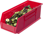 Akro-Mils 30234 AkroBins Plastic Storage Bins, Space-Saving Stackable Bins for Garage, Pantry, Craft Organization, 15-" x 5-" x 5-", Red, 12-Pack