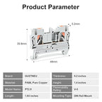 100Pcs PT2.5 Push-in Terminal Blocks, 2.5mm²Cable, DIN Rail Mounted Terminal Block, 800 V 32 A, Wire Spring Connection Push in Conductors Wire Connector, CE