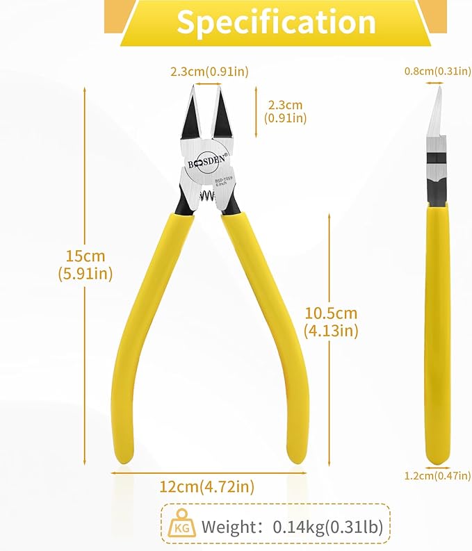 BOOSDEN 5 PACK 6'' Wire Cutters, Diagonal Cutting Pliers, Dikes Side Cutters, Barbed Wire Snips, Precision Spring Loaded Wire Cutters, Mini Wire Cutter Set for Floral, Electrical, Crafting, DIY