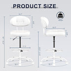 Misolant Drafting Chair, Armless Tall Office Chair with Footrest Ring for Standing Desk, Small Faux Leather Executive Computer Chair with Adjustable Height for Bar Lab Counter Height Desk, White