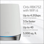 NETGEAR Orbi Whole Home Tri-Band Mesh WiFi 6 System (RBK752) – Router with 1 Satellite Extender | Coverage up to 5,000 sq. ft., 40 Devices | AX4200 (Up to 4.2Gbps)