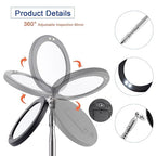 Telescoping Inspection Mirror LED Light with Large 3.75 Inches Round Mirror, 39.4 Inches Extendable, Flexible 360 Swivel, for Inspection Viewing, Mechanic Checking, Observation
