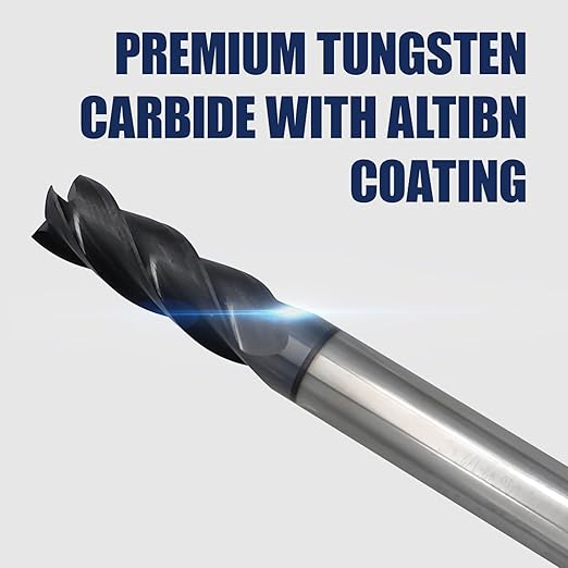 2 Pcs 3/8" Carbide Square End Mill, 4 -Flute TIALN Coated CNC Mill Bits for Steel, Alloy Steels, Hardened Steel, End Mills for Precision Milling Tasks, DIYers & Professionals