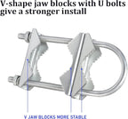 Double Antenna Mast Clamp V-Jaw Bracket U Bolts Pipe Mounting Hardware Heavy Duty Mast to Mast Mount Bracket Kit for Outdoor Antenna 4 Sets
