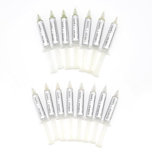 SCOTTCHEN 3Pcs Diamond Polishing Paste, 50,000/100,000/200,000Grit, 0-0.5/0-0.25/0-0.1 Microns Lapping Compound with 50% Concentration of Diamond Powders for Jewelry, Metal, Ring, Glass, 5 Gram Each