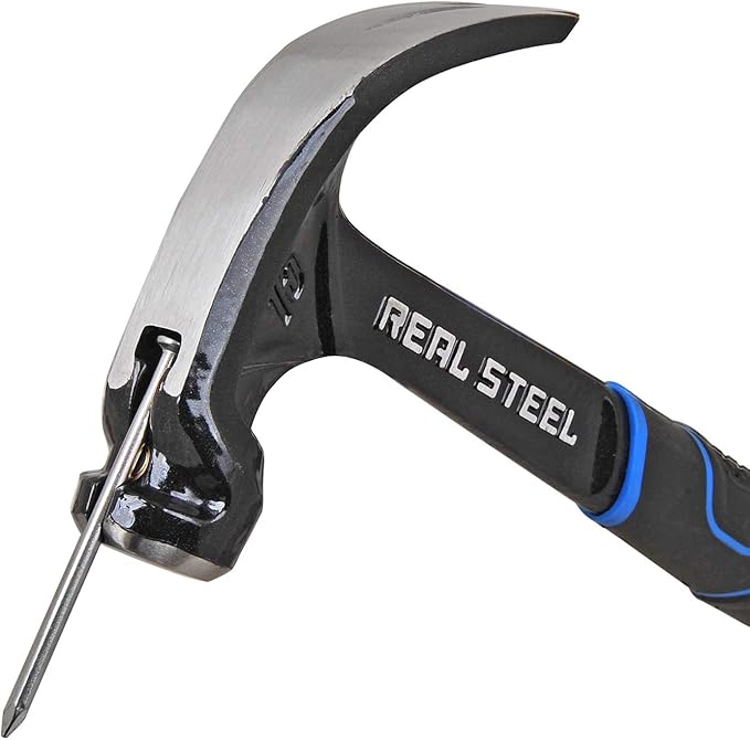 Real Steel 15 Oz One Piece Forged Curve Claw Framing Hammer with Cushion Grip 0516