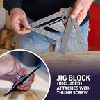 Commando 7.5" - Advanced Carpenter Square with Jig Block - Accurate Flatwork and Repetitive Markings (Ocean)
