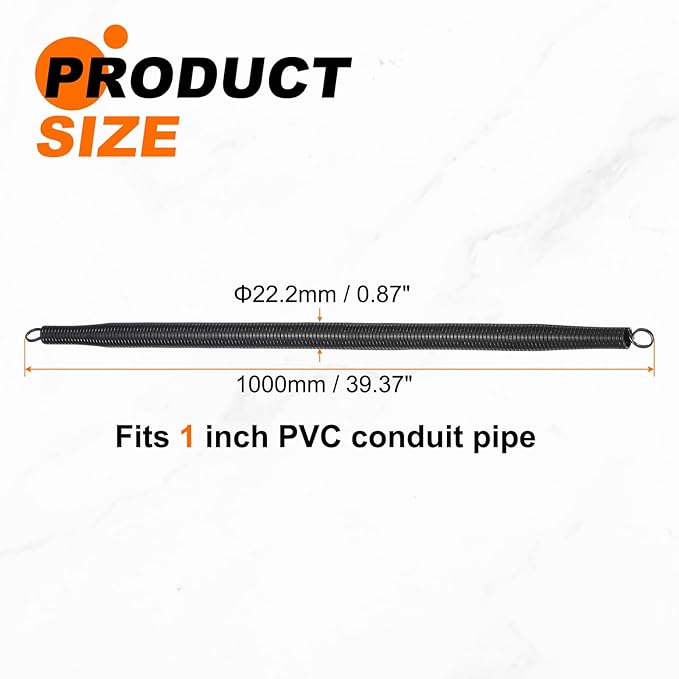 HARFINGTON PVC Spring Tube Bender 22.2mm OD 1000mm Long C Type Conduit Pipe Bender Bending Spring for Pipe Bending Devices in Home Hydropower, Black