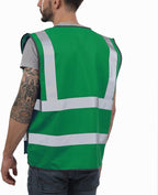 Dib Safety Reflective Vest High Visibility with Pockets and Zipper, Green M