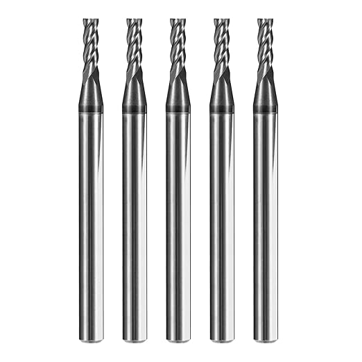 5pcs 7/64" Carbide Square End Mill Bits Set for Alloy Stees/Hardened Steels,Hrc55 Micro Grain Carbide Milling Cutter 4Flute CNC Router Bits with AlTiN Coating