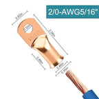 Battery Cable Ends, 8PCS Battery Cable Ends, 2/0 Gauge Wire Connectors 5/16 Copper Wire Lugs, Bare Copper Eyelets with Heat Shrink Tubing