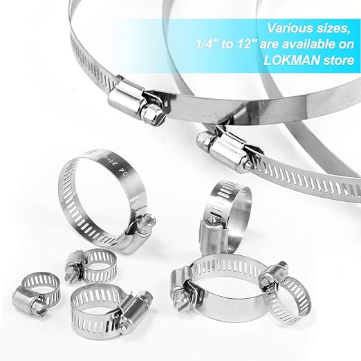 LOKMAN 20 Pack Stainless Steel Hose Clamp Adjustable 1-1/8'' - 2'' (27-51mm) Worm Gear Hose Clamp, Metal Fuel Line Pipe Clamp for Plumbing, Automotive And Mechanical Application