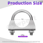 Swpeet 2Pcs 1.5 Inches Exhaust U Clamp Kit, 1-1/2 Inches Stainless Steel Muffler U-Bolt Clamps, Universal Heavy Duty U-Bolt Muffler Clamp Ideal for Tip Pipes Connection