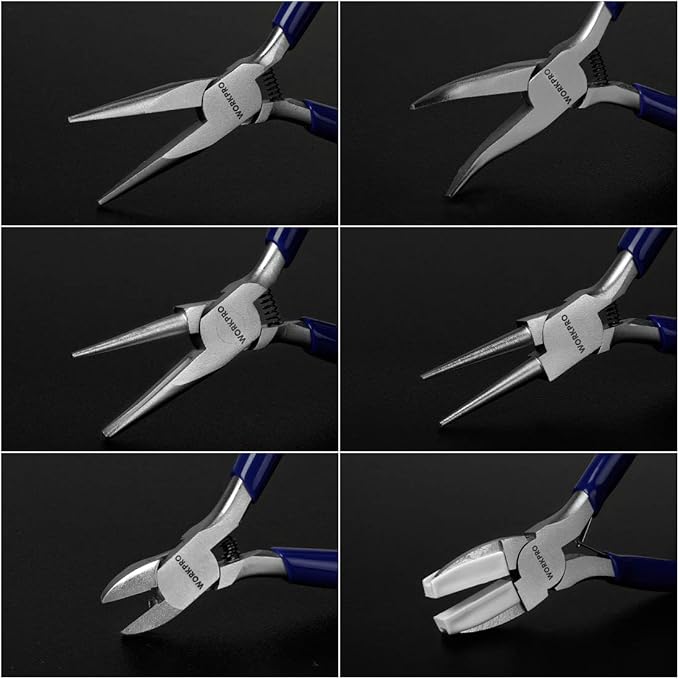 WORKPRO 7-Piece Jewelers Pliers Set, Jewelry Making Tools Kit with Easy Carrying Pouch (Blue)