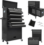 13 Drawer Rolling Tool Chest with Wheels, 2 in 1 Detachable Tool Chest with Drawers, Large Tool Box with Lock, Metal Tool Cabinet for Garage Workshop(Black)