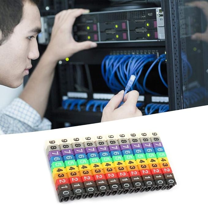 Digital Tube Wire 0-9 Number Coded Clip On Plastic Cable Label Tube Colorful Cable Marker C Shape Suitable Multi-Type Cable (100Pcs 2.5mm²)