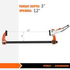 Jorgensen 12-inch Bar Clamp Set, Bar Clamp for Woodworking, Quick Release Gear Clamp with 600 lbs Load Limit - 2 Pack