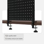 HUHOLE 32 x 12 inch Clamp On Desk Pegboard, Black Metal Desktop Organizer, Desk Accessories for Gaming & Office, Versatile Clamp-On Pegboard for Organization and Storage