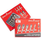 Cobalt Countersink Drill Bits Set(5PCS), M35 HSSCO 82 Degree 5 Flutes,1/4 Inch Quick Change Hex Shank for Stainless Steel, Metal, Wood, Carbon Steel 1/4'' 3/8'' 1/2'' 5/8'' 3/4''