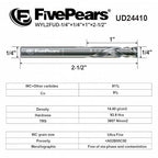FivePears Up&Down Cut Compression Spiral Router Bit for CNC, 1/4" Cutting Diameter, 1" Cutting Length, 1/4 inch Shank, Carbide End Mill Router Bit for Wood Carving Engraving Grinding Grooving